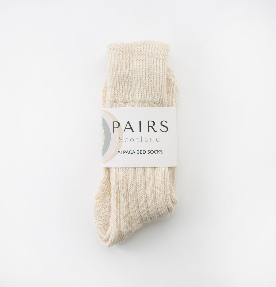 Pairs Scotland, Alpaca Bed Socks, Cream