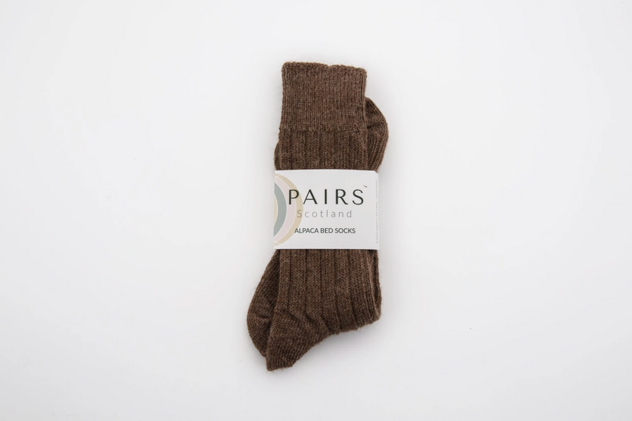 Pairs Scotland, Alpaca Bed Socks, Brown