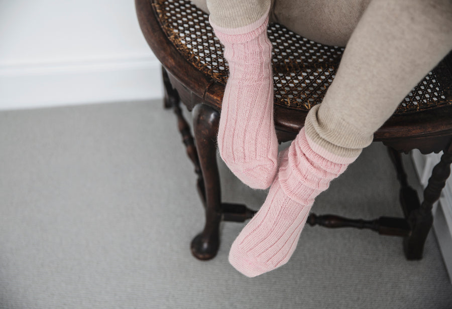 Pairs Scotland, Alpaca Bed Socks, Pink